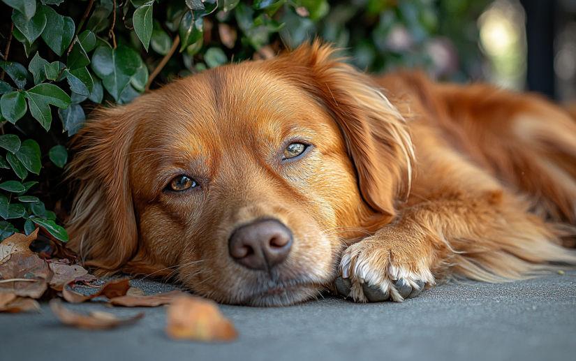 An aging dog with arthritis disease