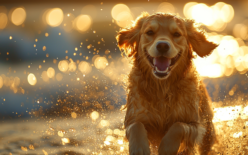 dog in the beach