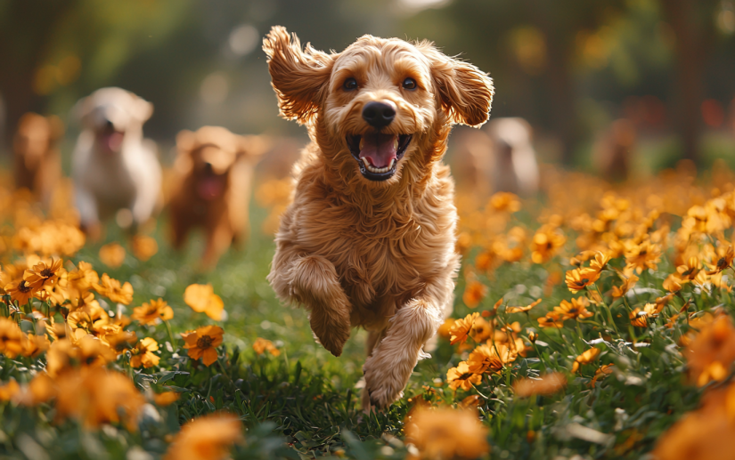 dogs playing in the park