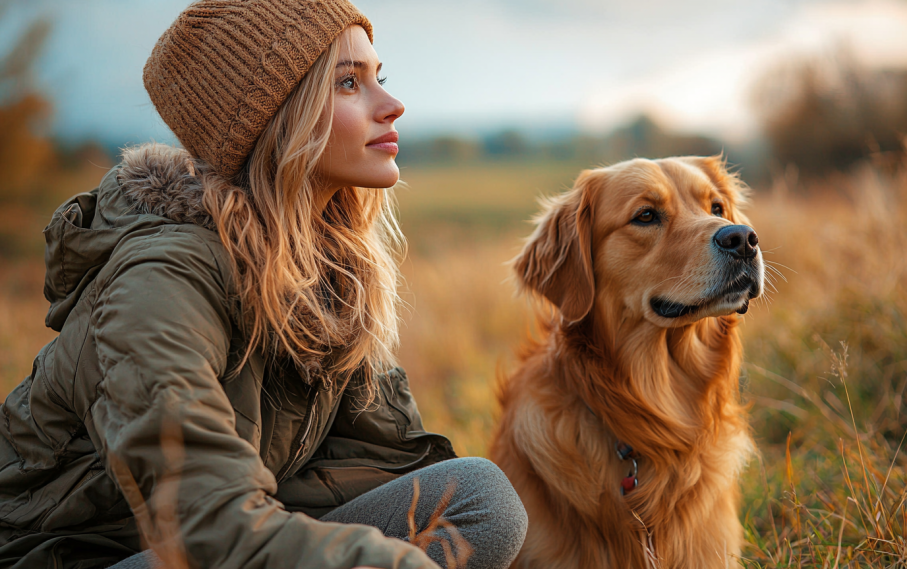 owner training her new dog