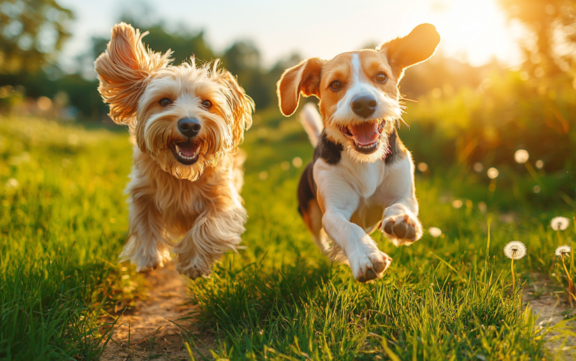 TWO DOGS ENJOYING A PLAYDATE