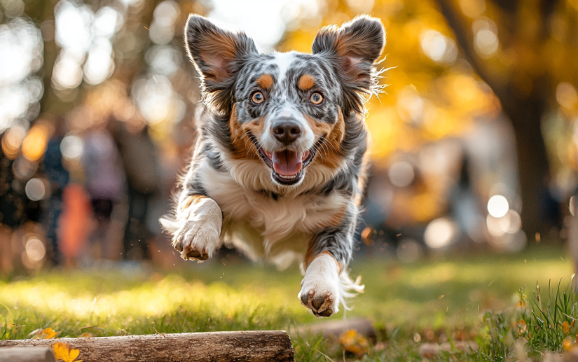 a dog running in a sports competition