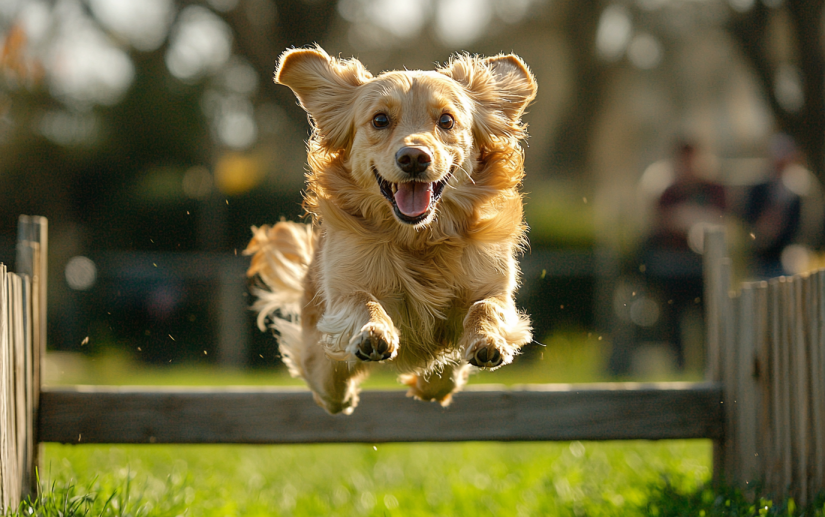 a dog in a sports competition