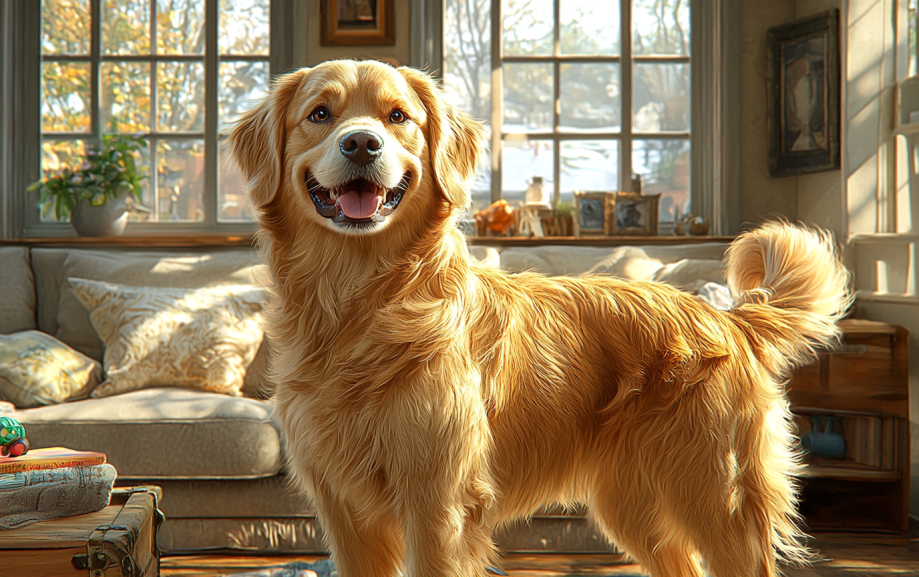 Dog showing his excitement through his body language