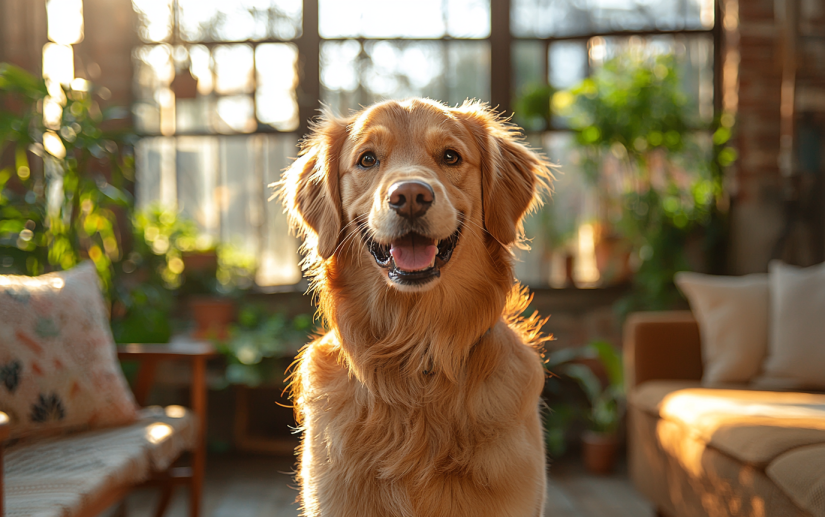 Dog showing his happiness through his body language 