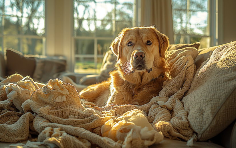 dog making a mess