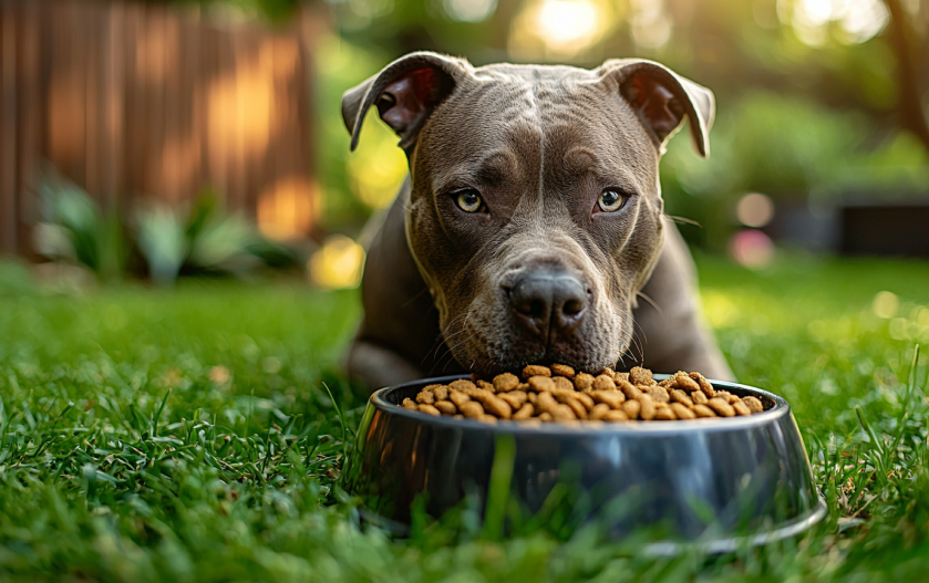 DOG EATING HEALTHY DRY FOOD