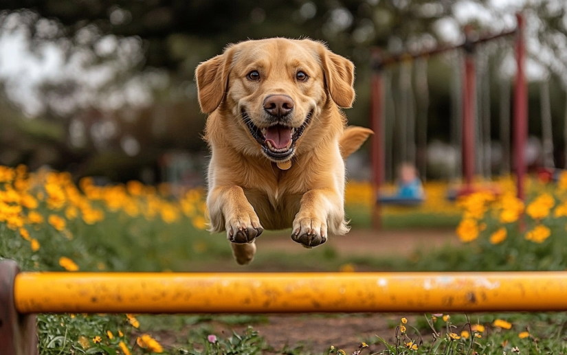 dog enjoying fun activities