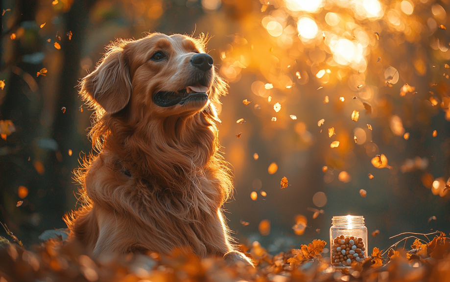 a dog taking his multivitamins