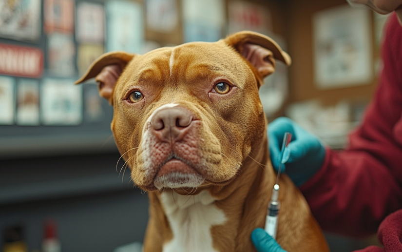 Dog during vaccination