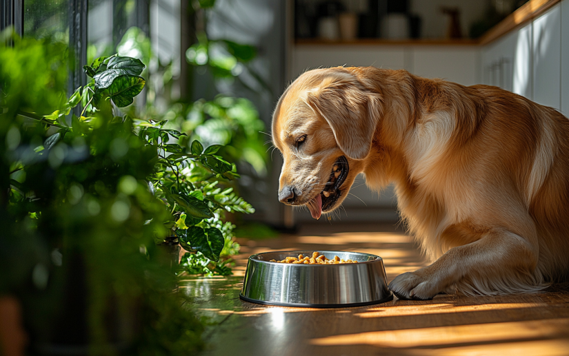 dog eating wet food