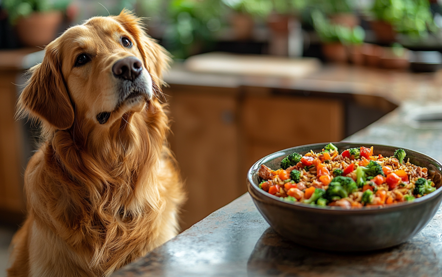 dog eating healthy homemade food