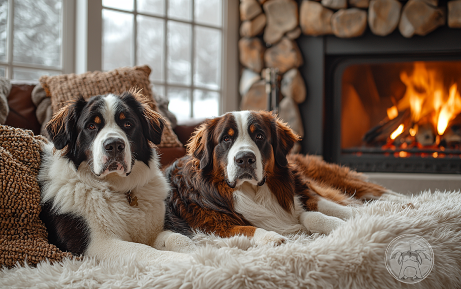 two large dogs resting