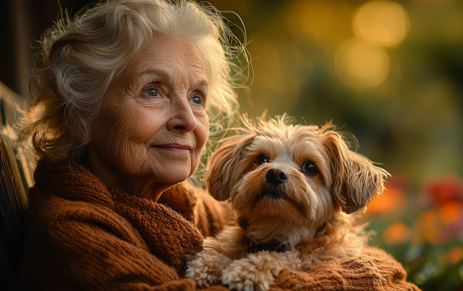 senior women with her dog