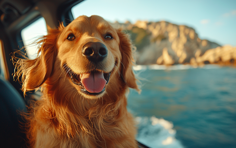 a dog enjoys the view