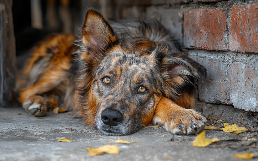 An aging dog with arthritis