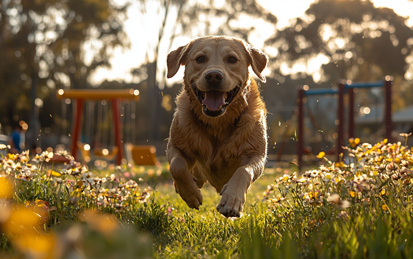 dog having fun outdoor activities