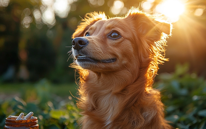 a dog taking his vitamins