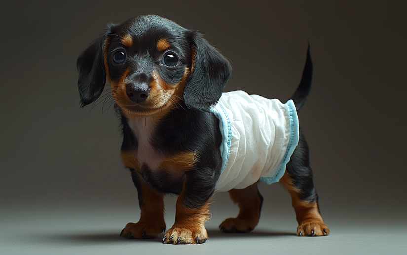 Dog wearing diapers