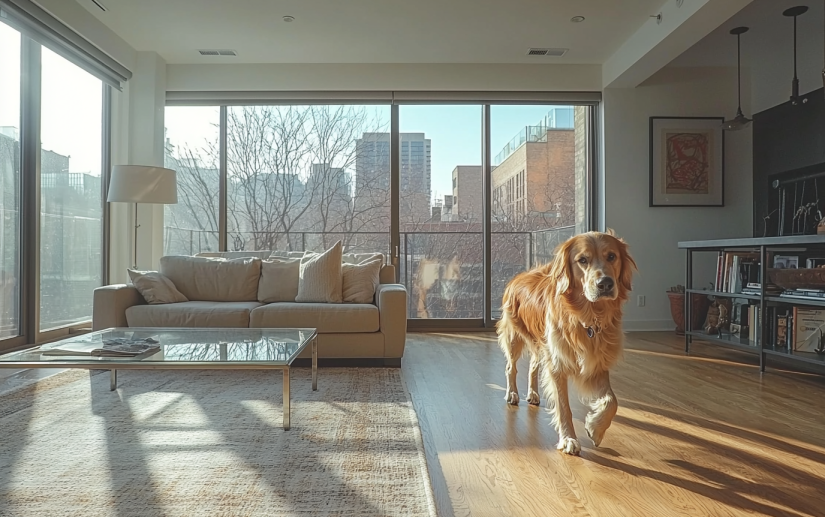 A restless dog pacing back and forth