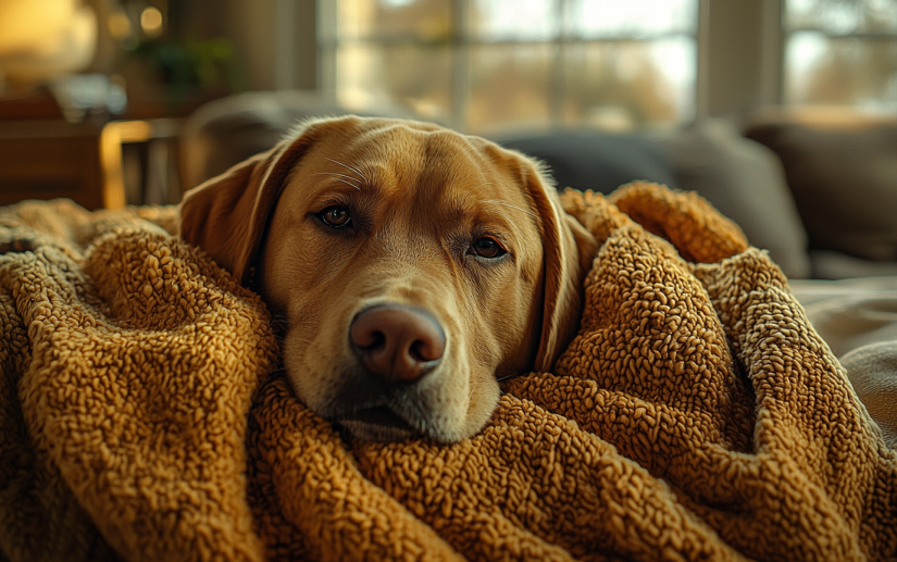 a dog  sick with Kennel Cough 